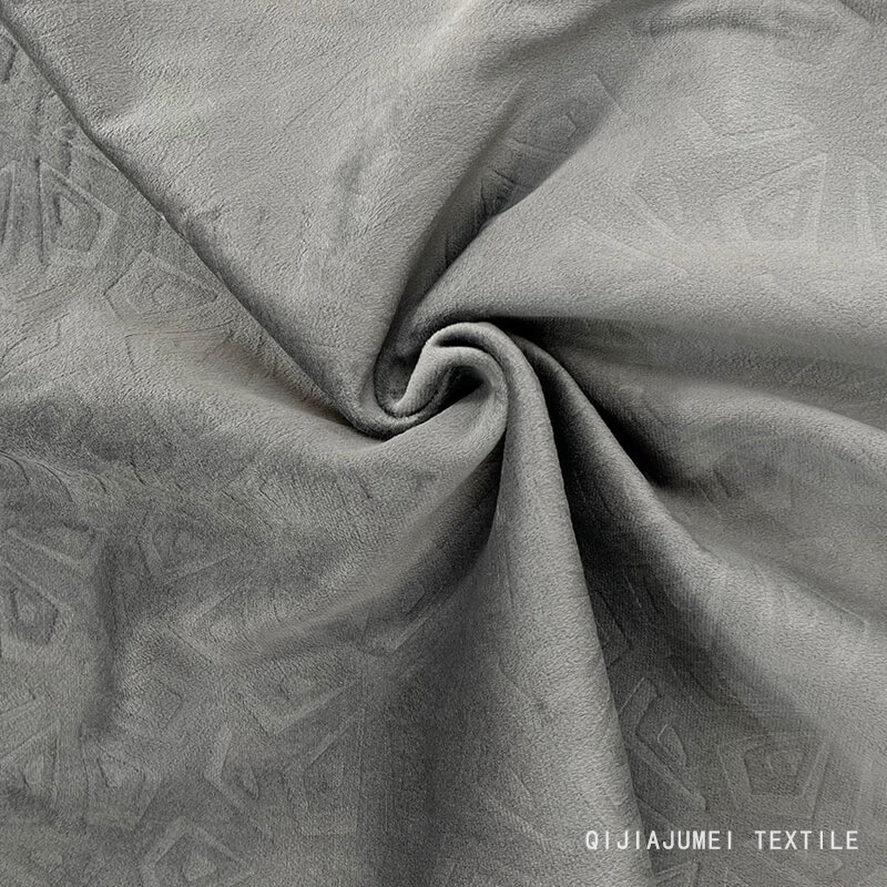Beige Knitted Velvet Fabric