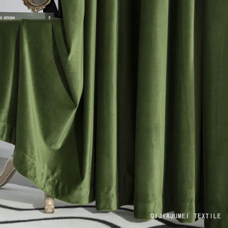 Stock Super Heavy Weight dark green stage curtains velvet fabric