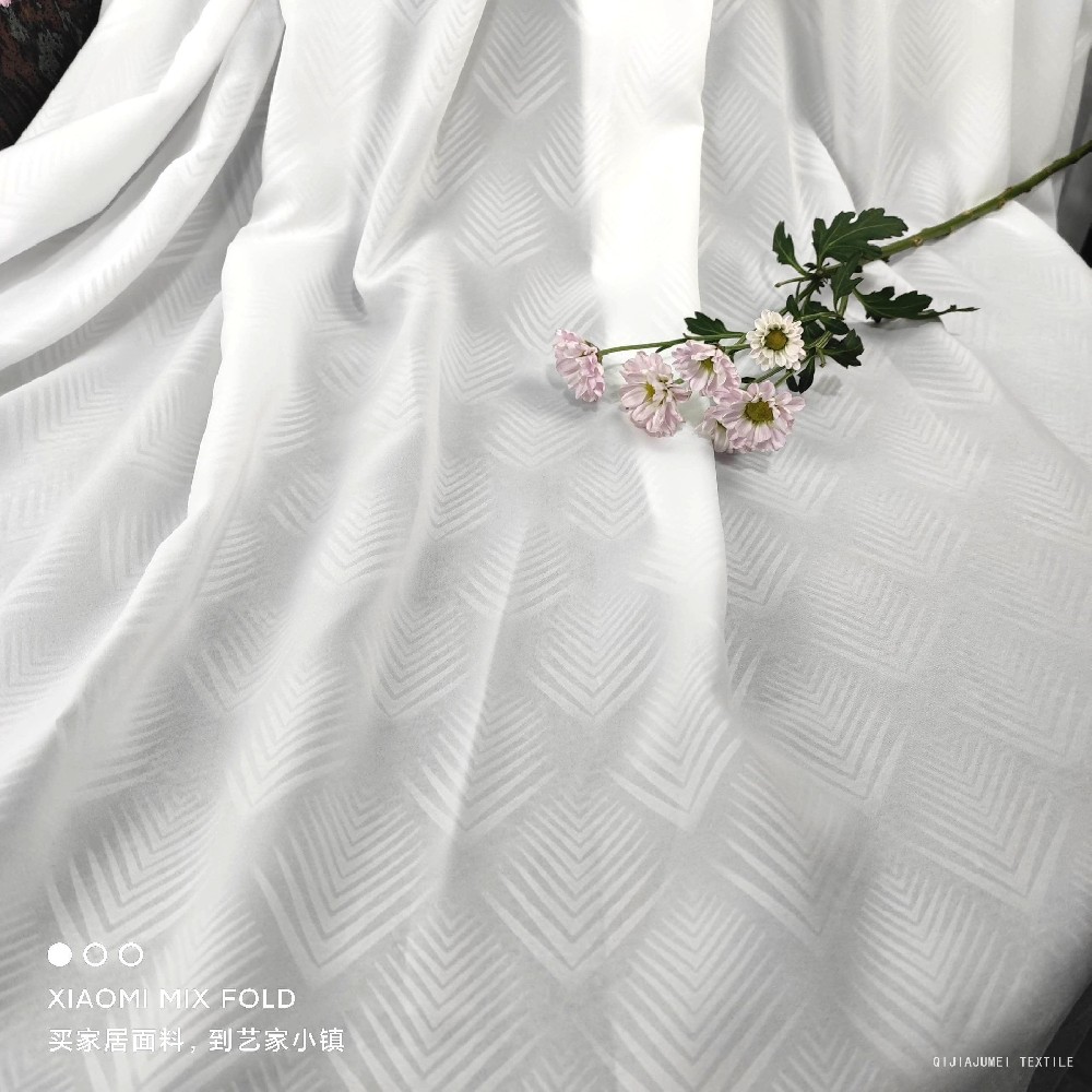 Printed white sheer drape fabrics