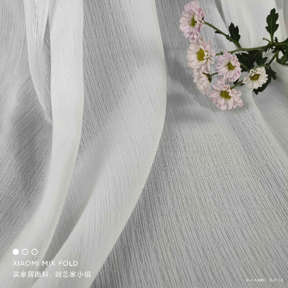 Printed white sheer drape fabrics