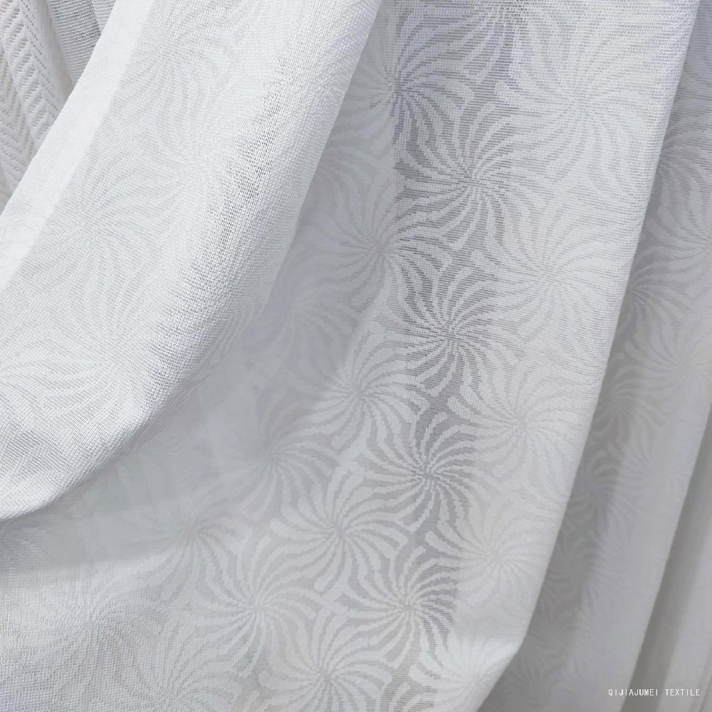 Printed white sheer drape fabrics